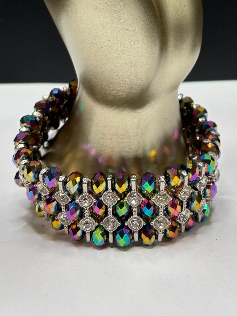 Iridescent Crystal Stretch Bracelet - Multicolor